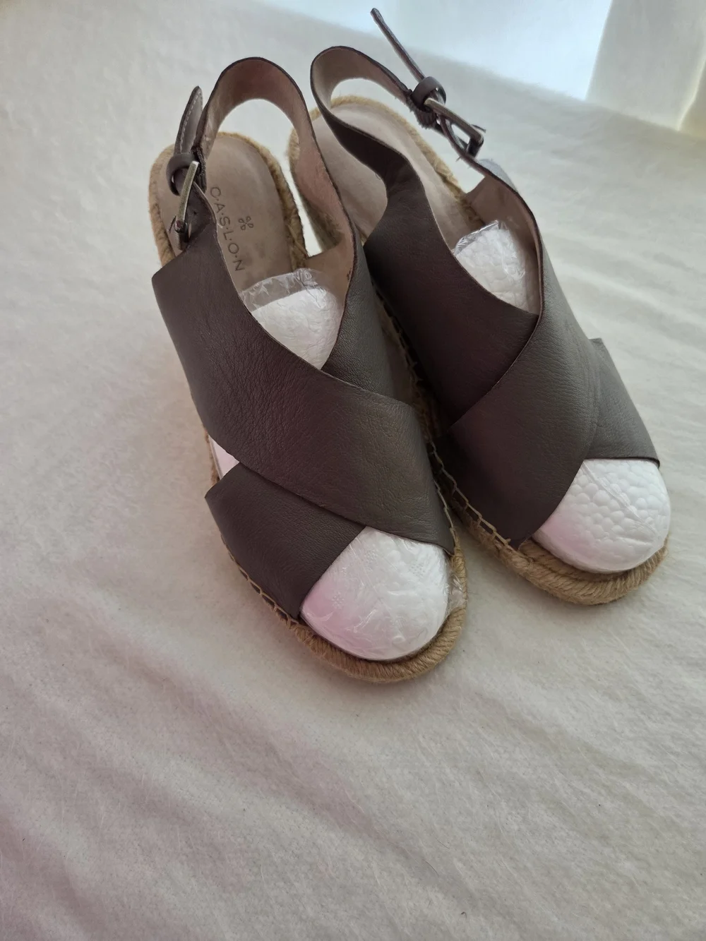 Nordstrom Taupe Gray Crisscross Espadrille Slingback Sandals Quality Leather